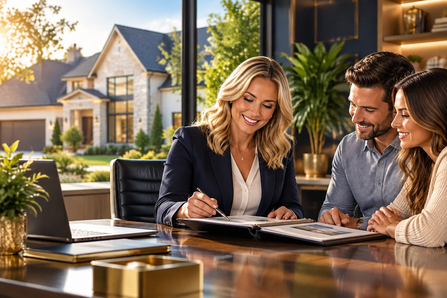 Professional Realtor consulting with homebuyers